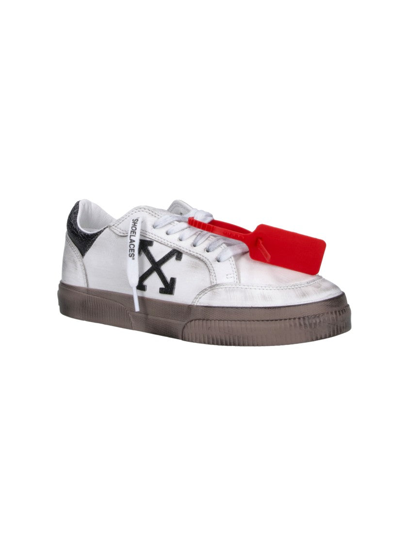 Off-White White Vulcanized Low Distressed Leather Sneakers