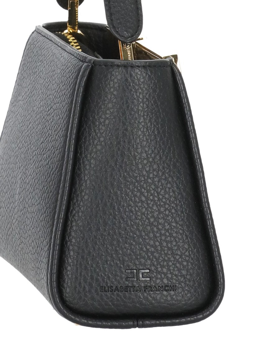 Elisabetta Franchi Textured Leather-Effect Handbag With Geometric Logo