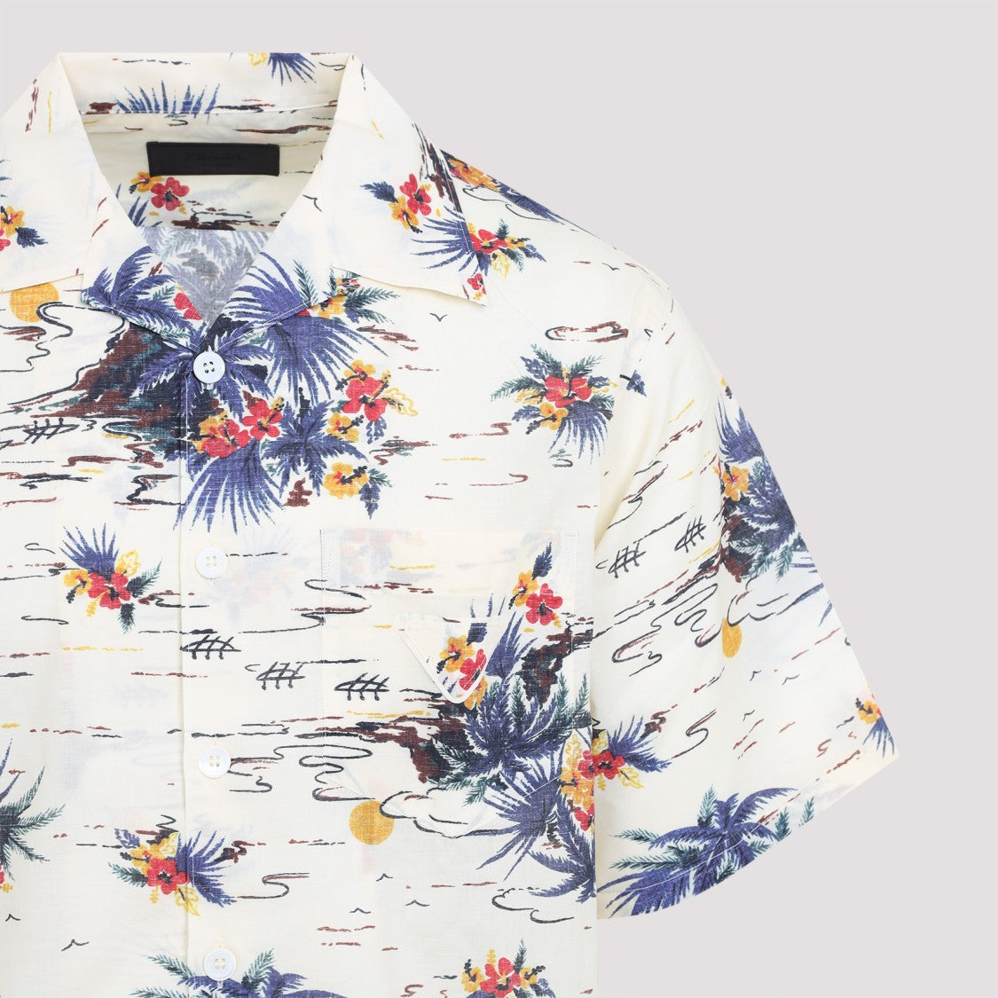 Prada Tropical Print Short-Sleeved Shirt With Classic Collar