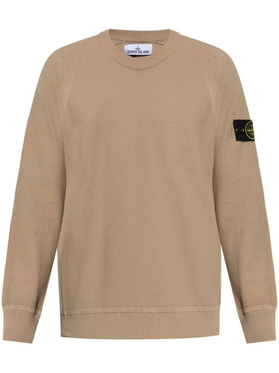 Stone Island Textured Knit Sweater With Classic Crew Neck