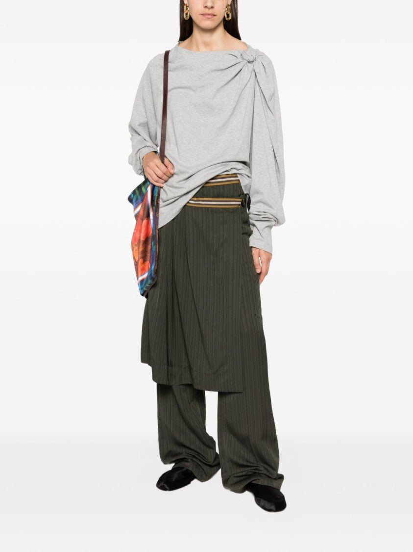 Dries Van Noten Draped Knot Detail Long-Sleeve T-Shirt