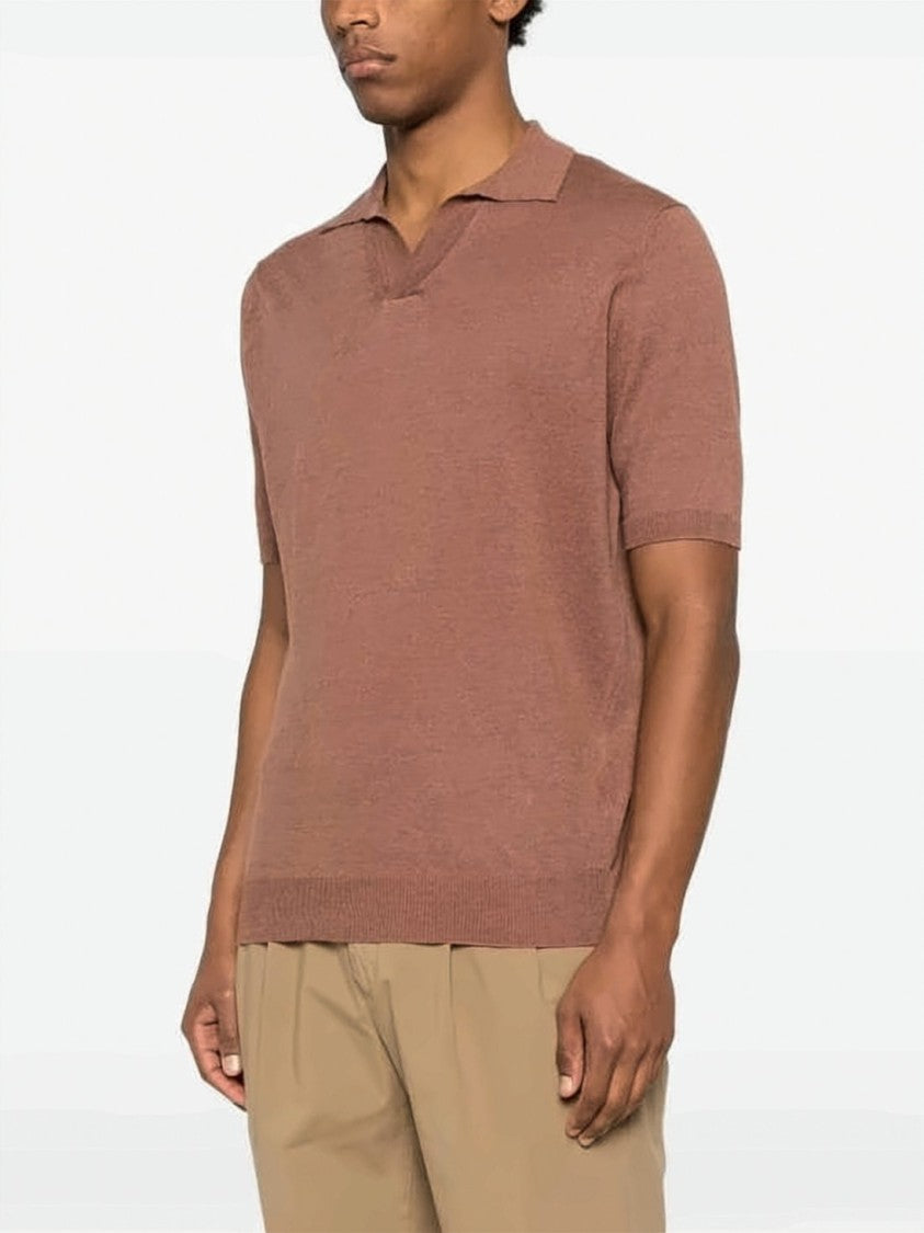 Lardini Short-Sleeved Polo Shirt In Linen-Cotton Blend