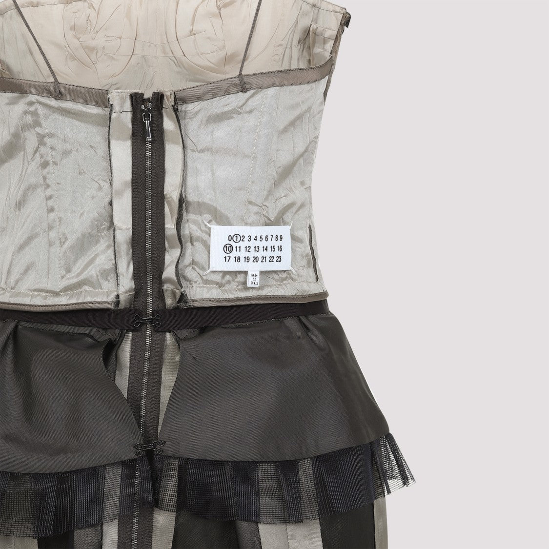 Maison Margiela Silver And Black Silk Midi Dress