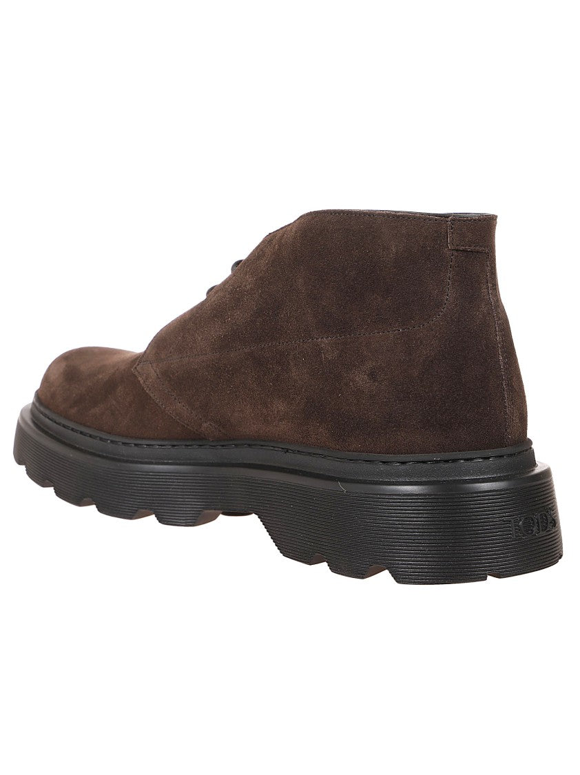Tod's Brown Suede Casual Shoes With Rubber Sole