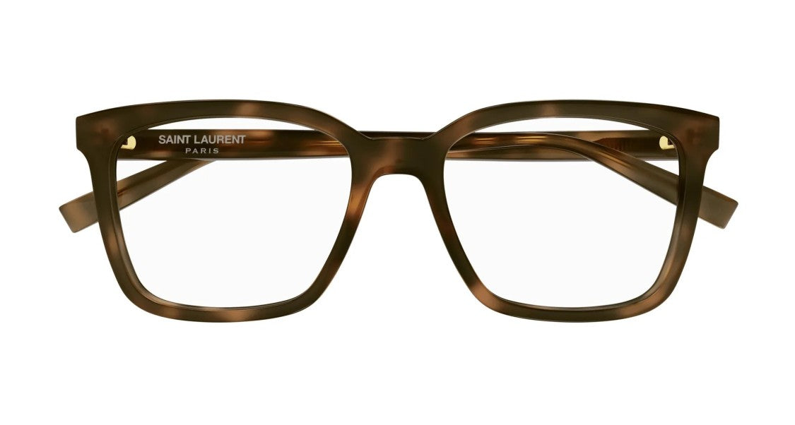 Saint Laurent Havana Bold Oversized Square Eyeglasses