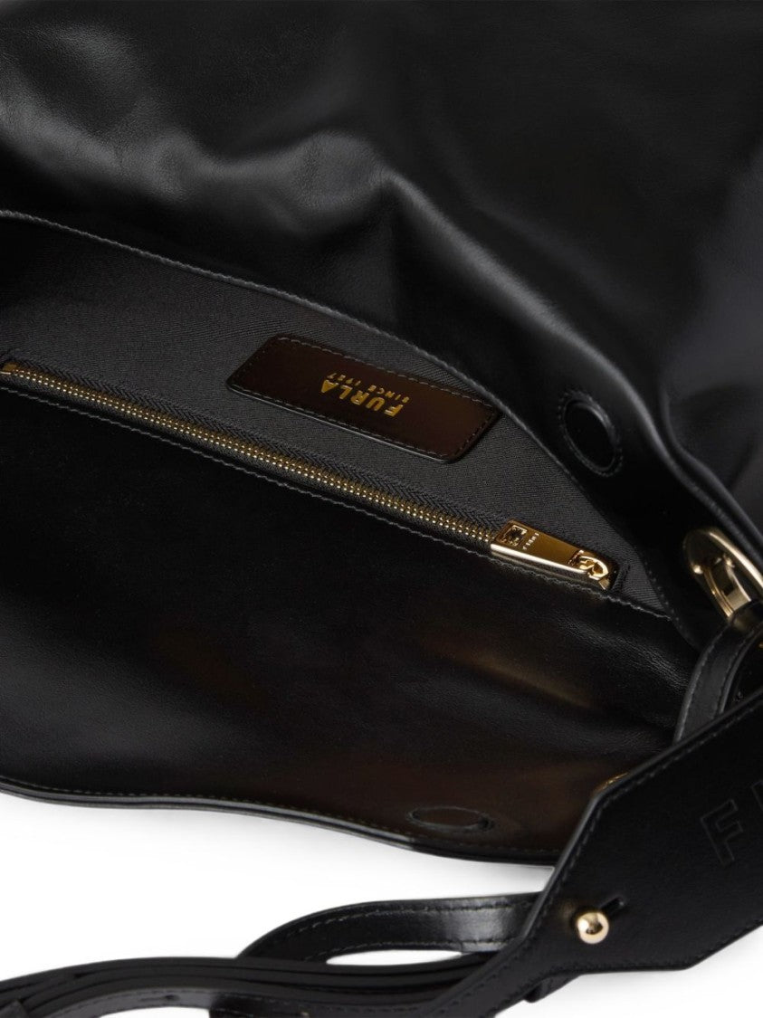 Furla Black Ginevra M Shoulder Bag Logo Engraving Bag