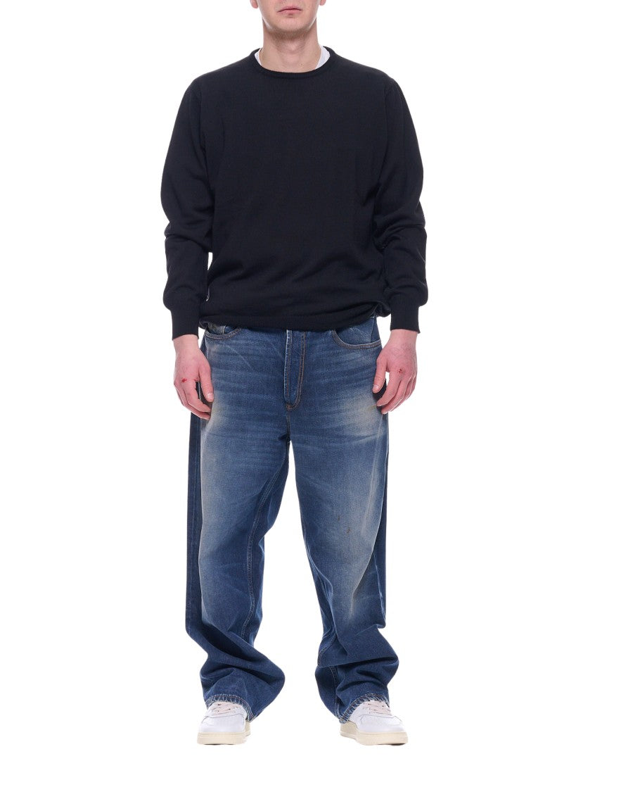 Nine In The Morning Wide Leg Cotton Denim Jeans