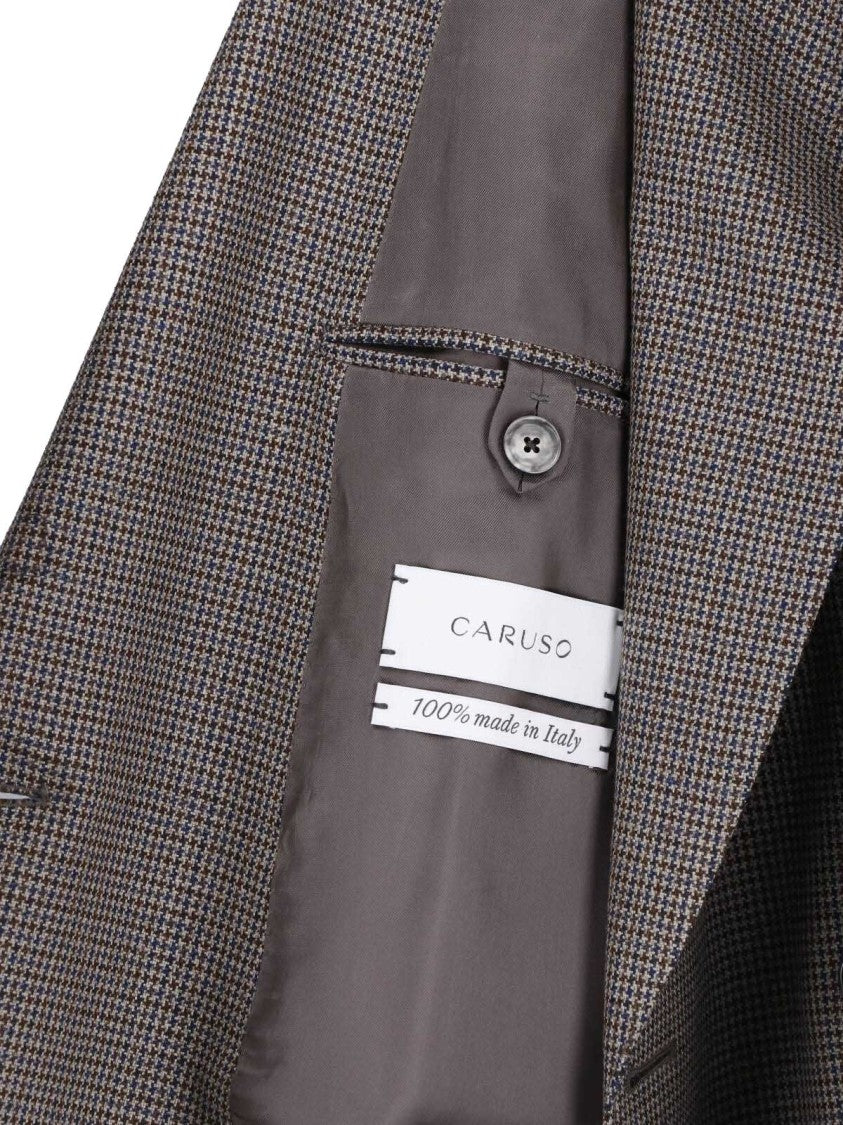 Caruso Multicolor Double-Breasted Peaked-Lapels Wool Suit