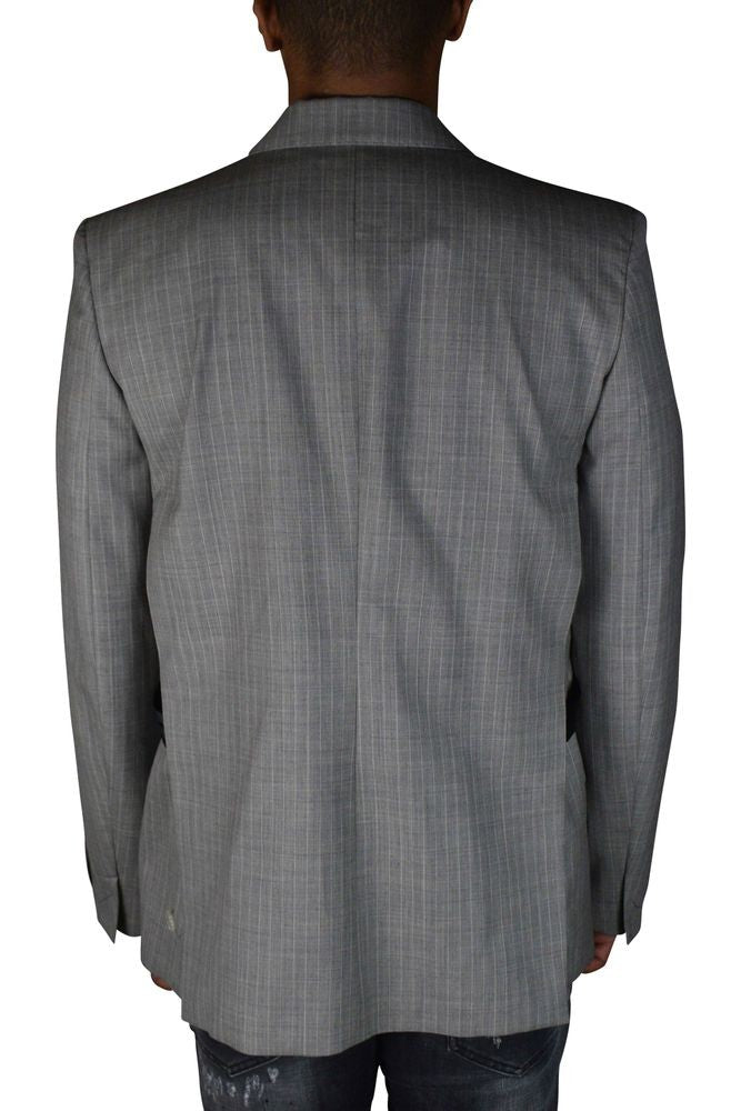 Off-White Pinstriped Wool Blazer With Signature Detail