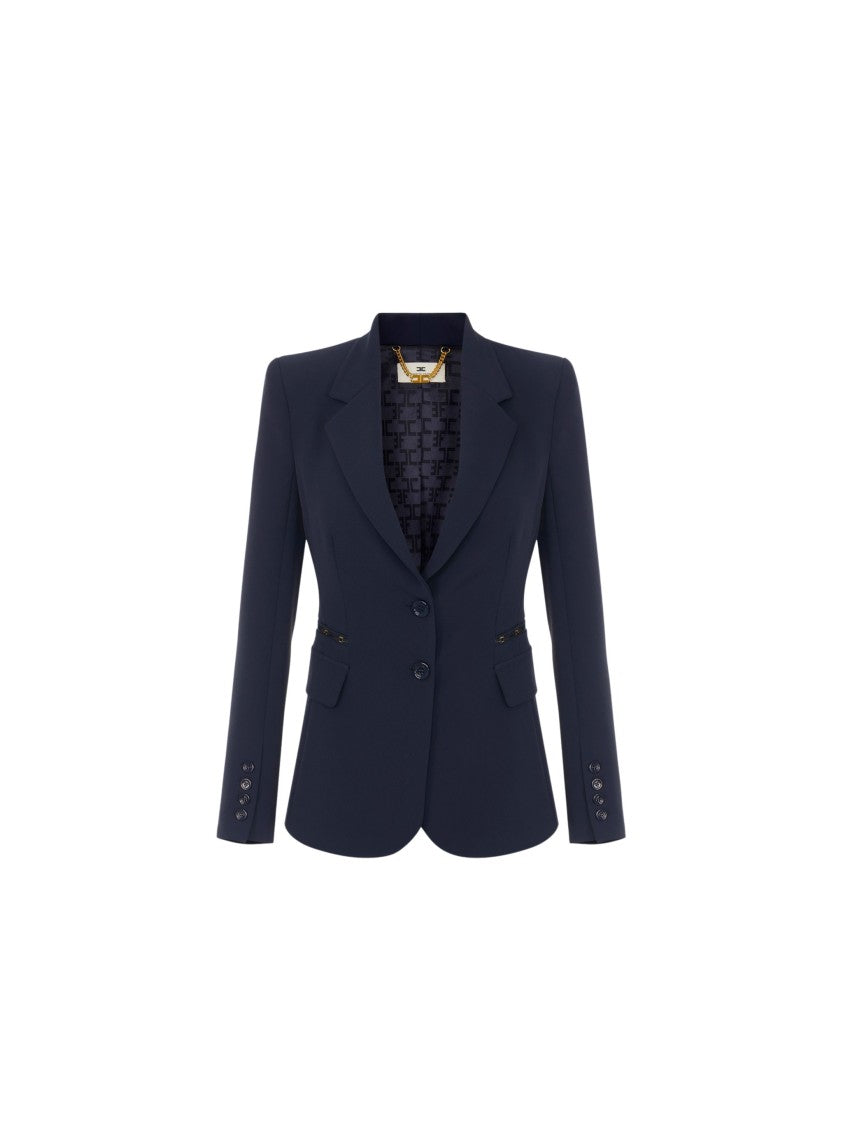 Elisabetta Franchi Tailored Blue Flap-Pocket Blazer