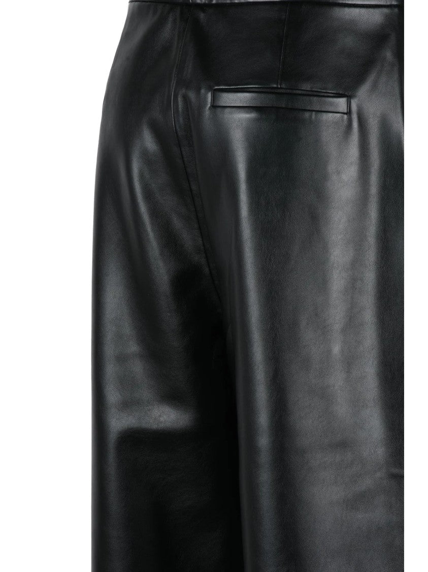 Isabelle Blanche Wide-Leg Faux Leather Pants With Zip Closure