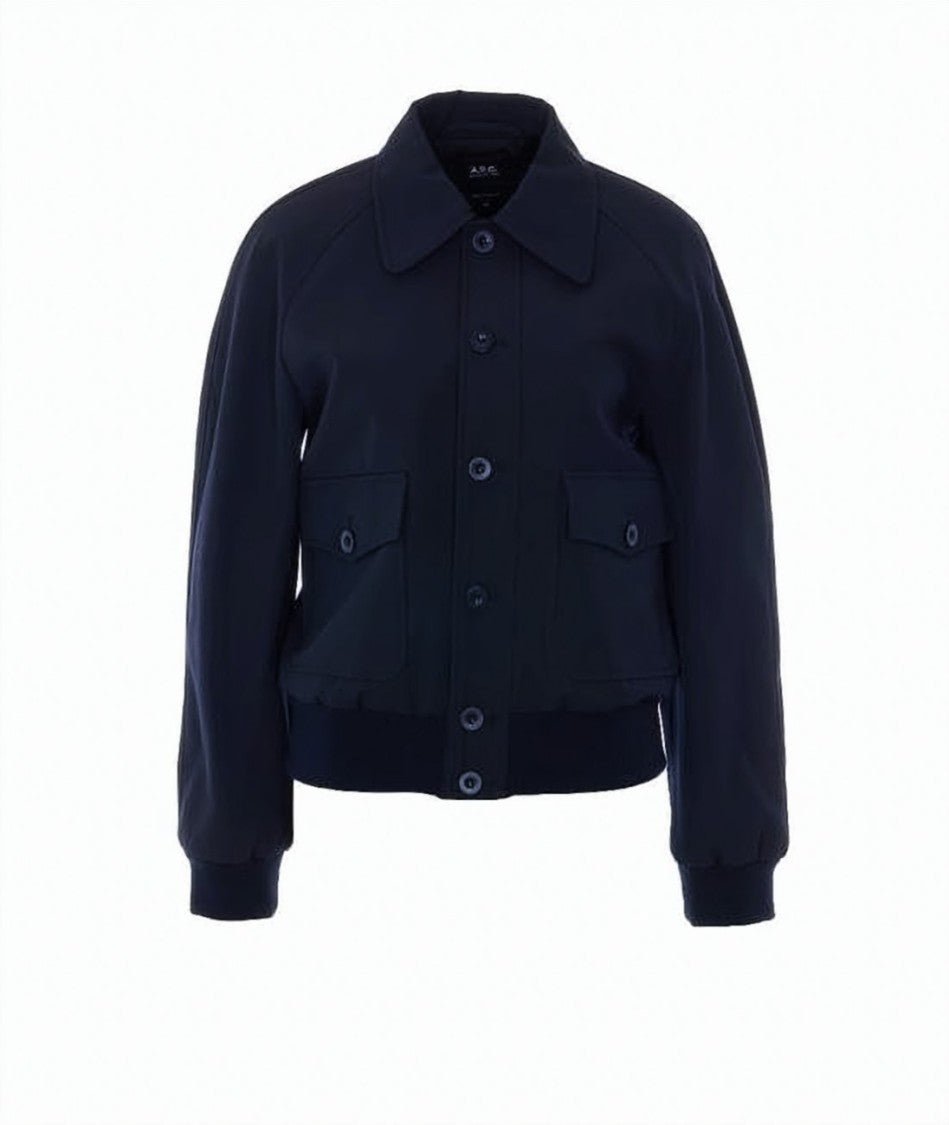 A.P.C. Structured Blue Jacket With Classic Collar