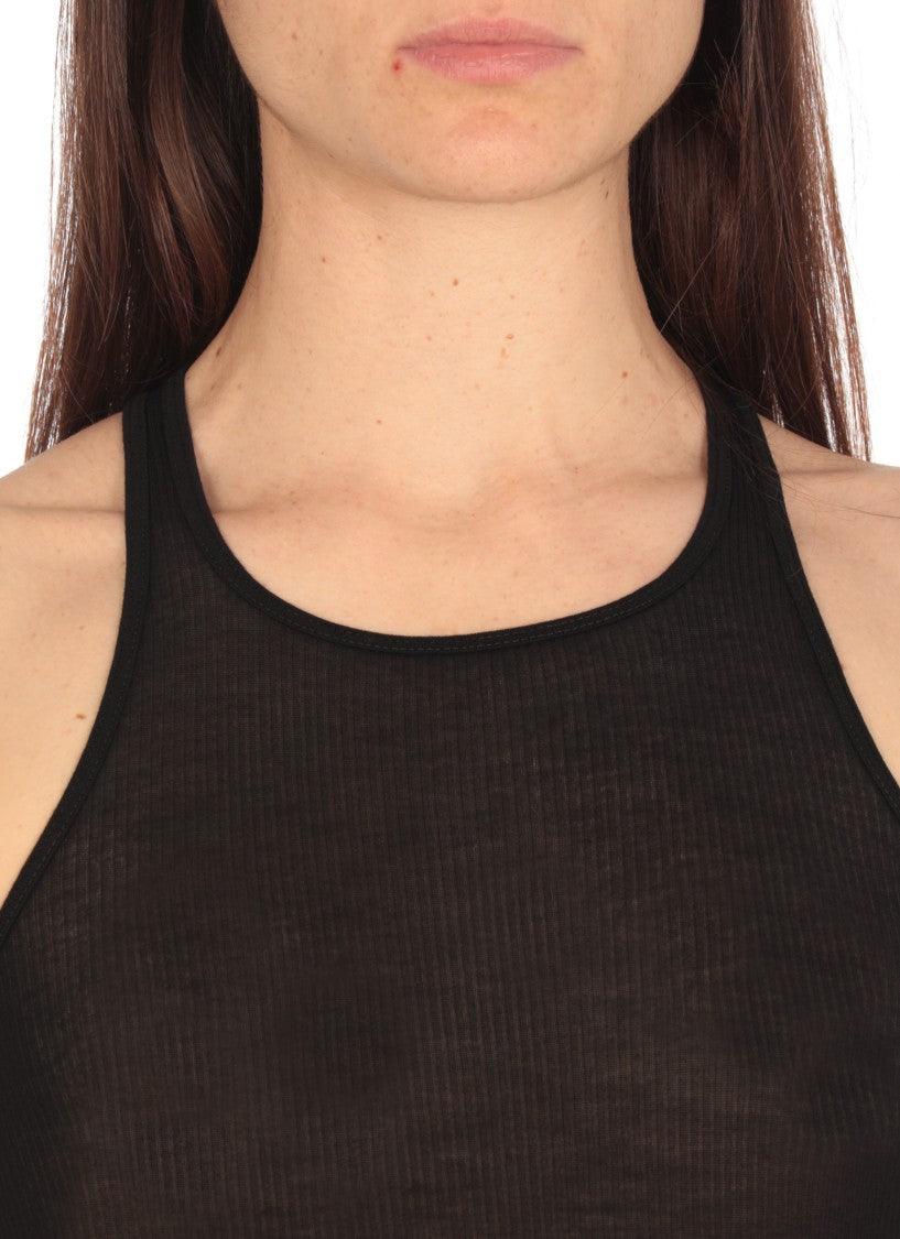 Rick Owens Sleeveless Black Silk Blend Top