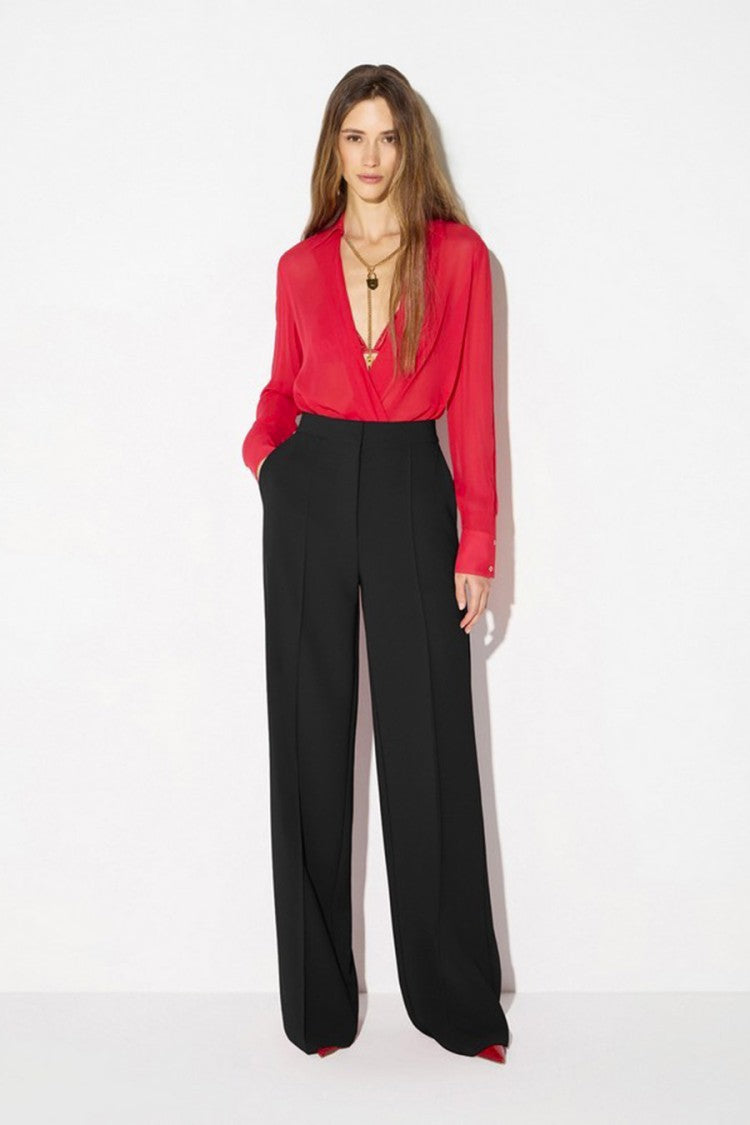 Elisabetta Franchi Red Viscose Sheer Bodysuit