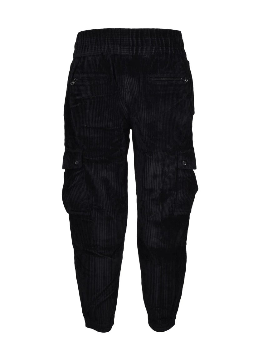 Dolce & Gabbana Velvet Cargo Pants With Wide-Leg Silhouette And Practical Details