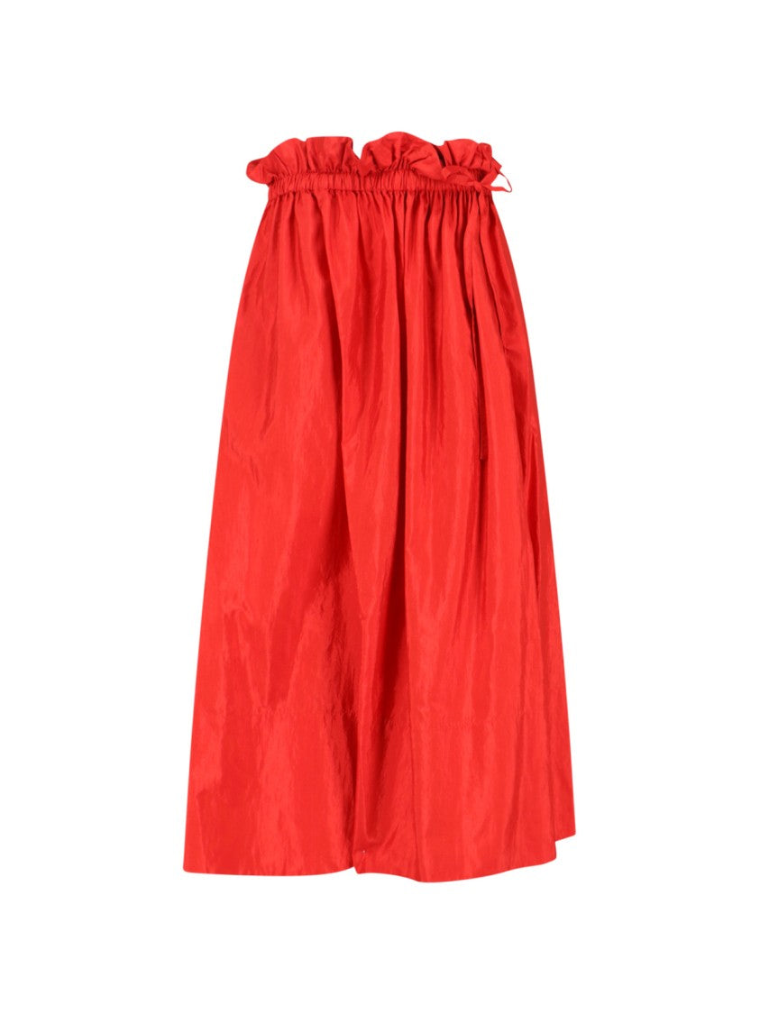 Jil Sander Silk Blend Midi Skirt – Red