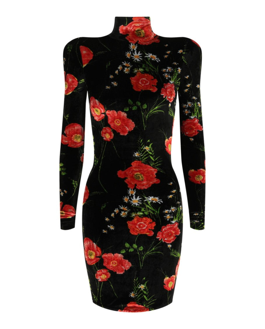 Balenciaga Poppy Velvet Trurtleneck Dress