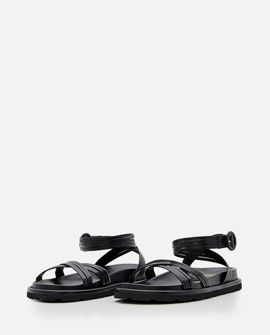 Gianvito Rossi Nappa Leather Sandals With Buckled Strap