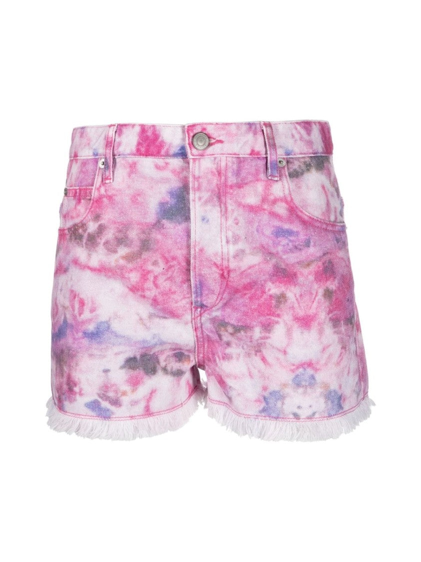 Isabel Marant Lesia Tie-Dye Frayed Shorts