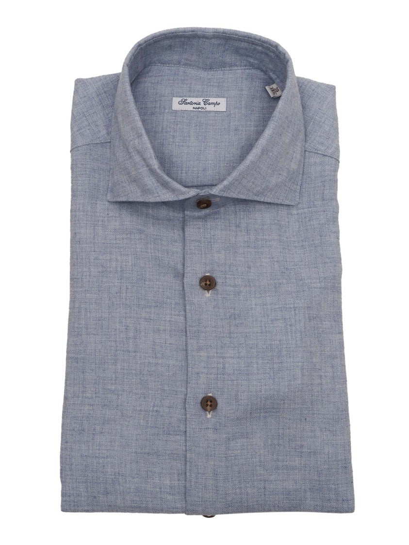 Sartoria Del Campo-Sonrisa Textured Heathered Cotton Shirt With Classic Collar