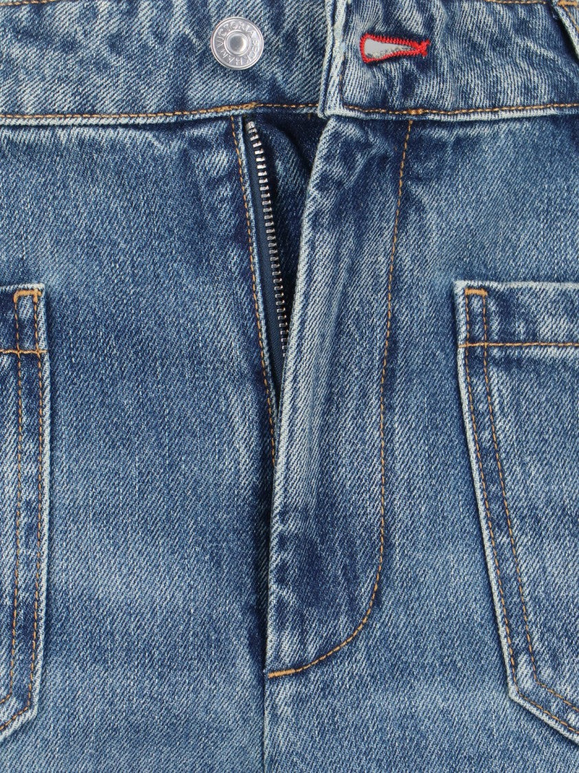 Victoria Beckham High-Waisted Wide-Leg Jeans With Embroidered Logo
