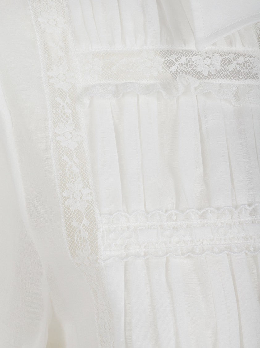 Ermanno Scervino White Cotton Shirt With Lace Panels