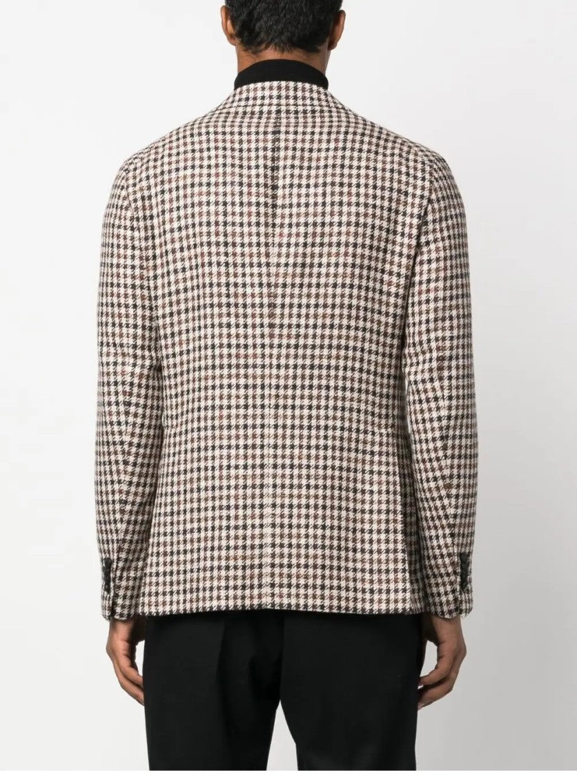Tagliatore Tailored Houndstooth Blazer With Notched Lapel