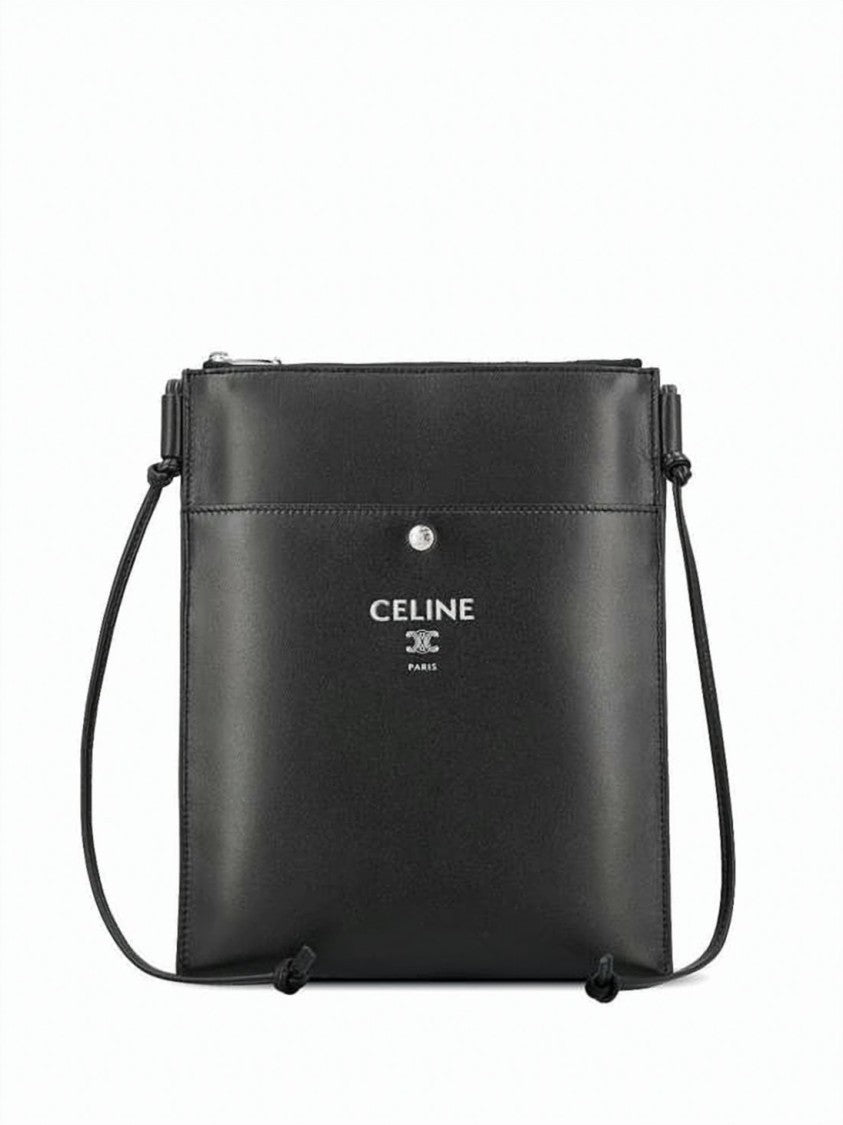 Celine Lambskin And Calfskin Rectangular Pouch With Snap Button Closure