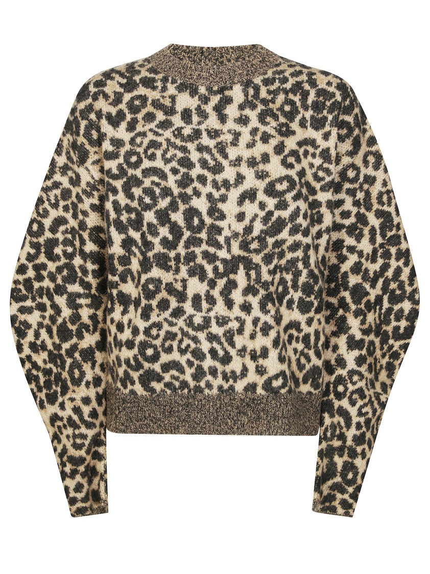 Nude Long-Sleeve Sweater With Bold Animal Print