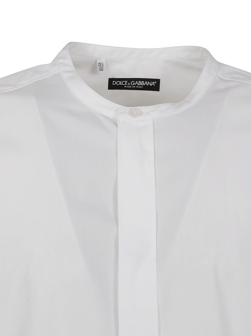 Dolce & Gabbana White Shirt With Band Collar