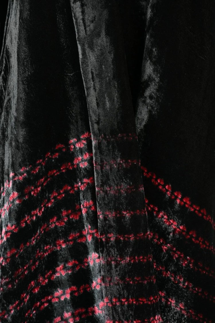 Raga Silk Velvet Overcoat - Black