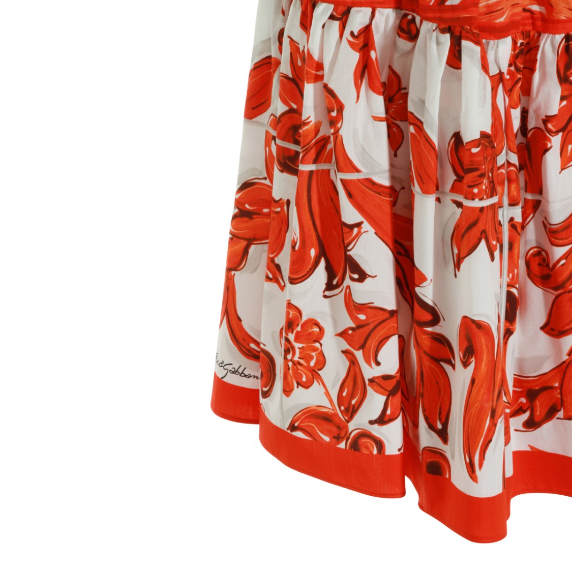Dolce & Gabbana Orange Cotton Maiolica Pattern Mini Skirt