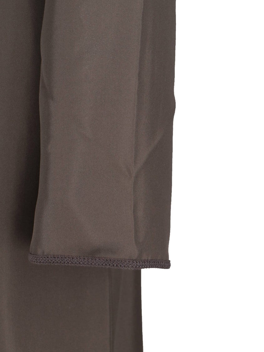 Róhe Silk Maxi Dress With V-Neck And Front Closure