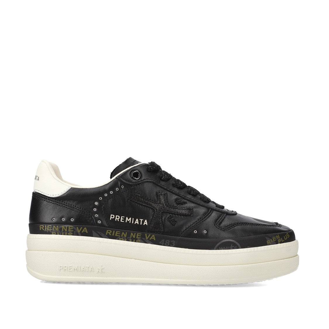 Premiata Sneakers Micol In Black Leather Topponcino White