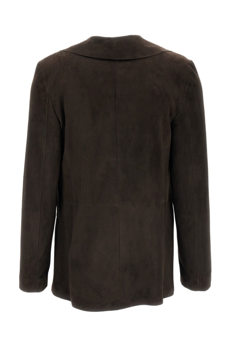 Ralph Lauren Collection Shirt-Style Brown Suede Leather Jacket With Lightweight Unlined Design