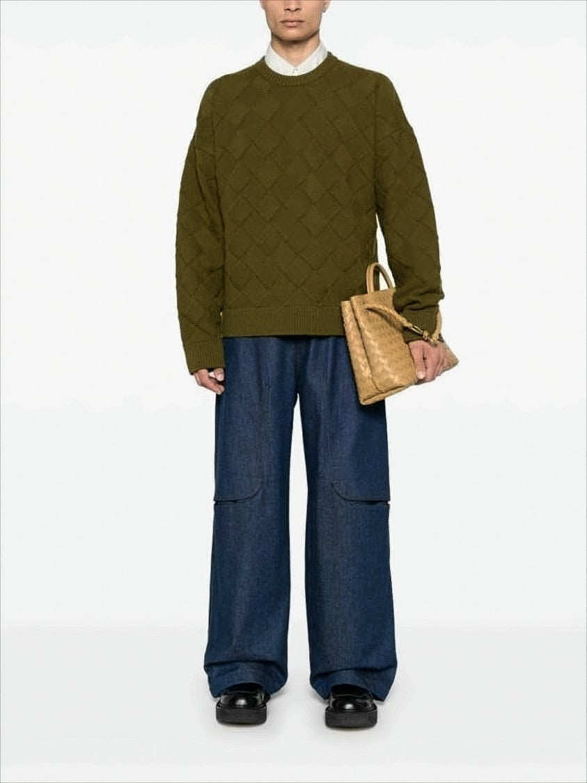 Bottega Veneta Textured Knit Sweater With Classic Crew Neckline