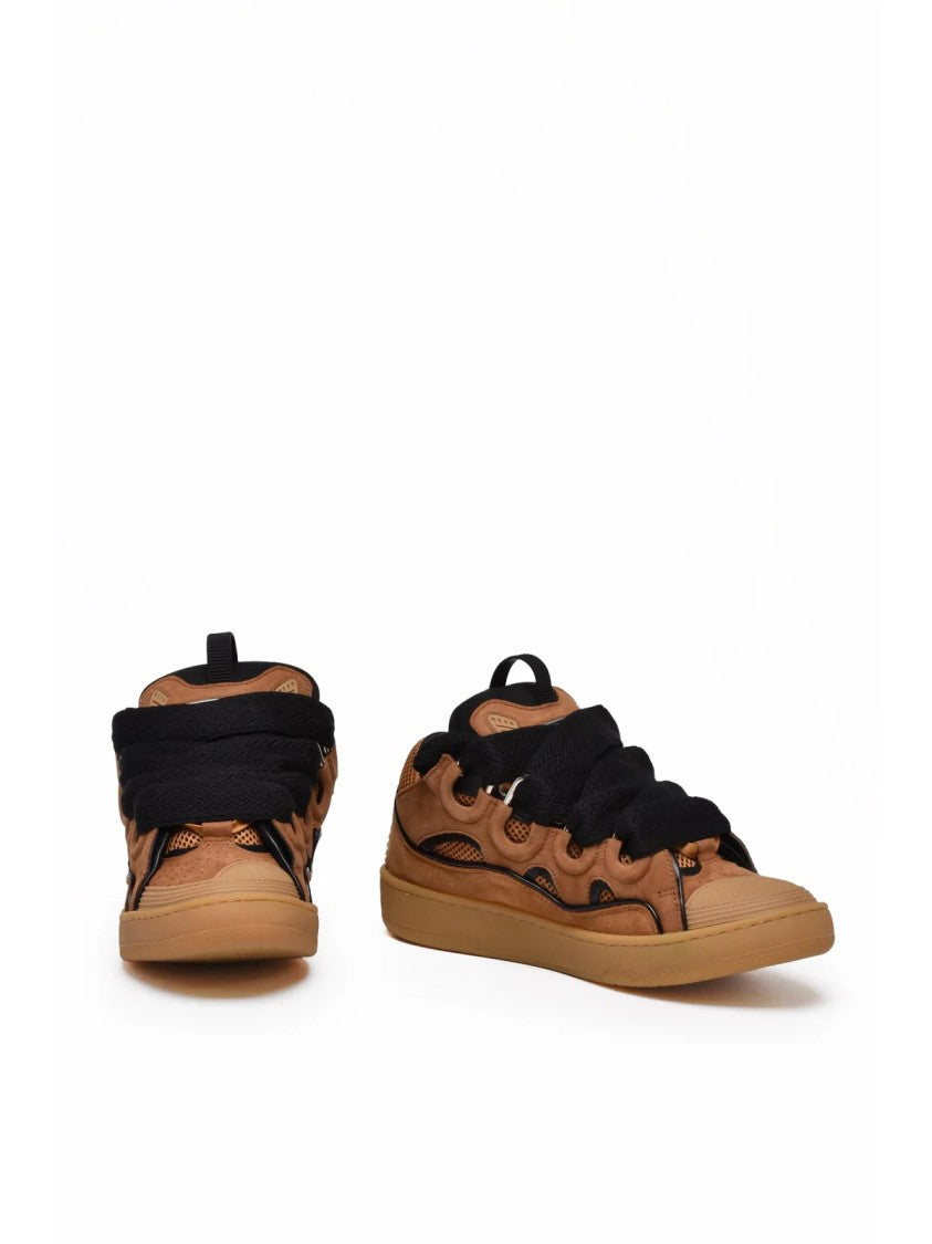 Lanvin Brown/Black Curb Suede Leather-Blend Sneakers