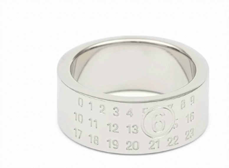 Mm6 By Maison Margiela Polished Brass Ring With Engraved Number Detail