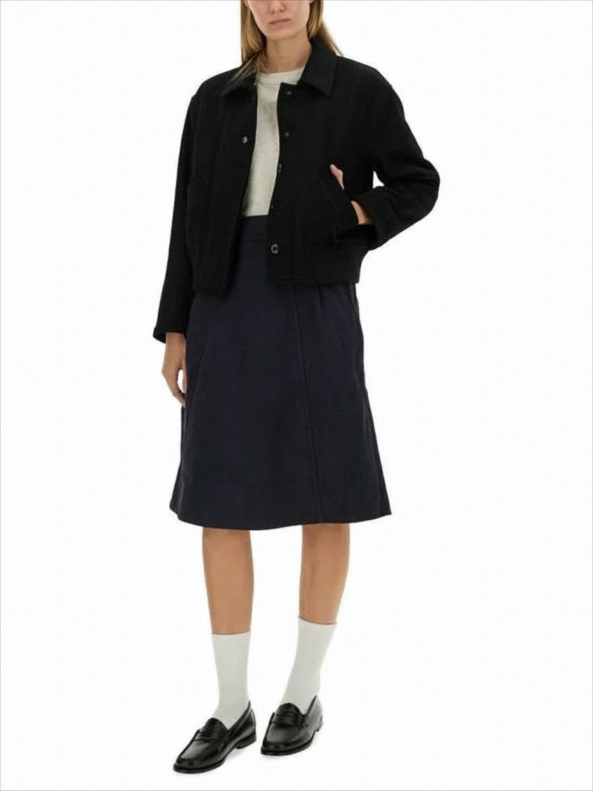 Margaret Howell Cropped Boxy-Fit Wool Jacket With Ribbed Details