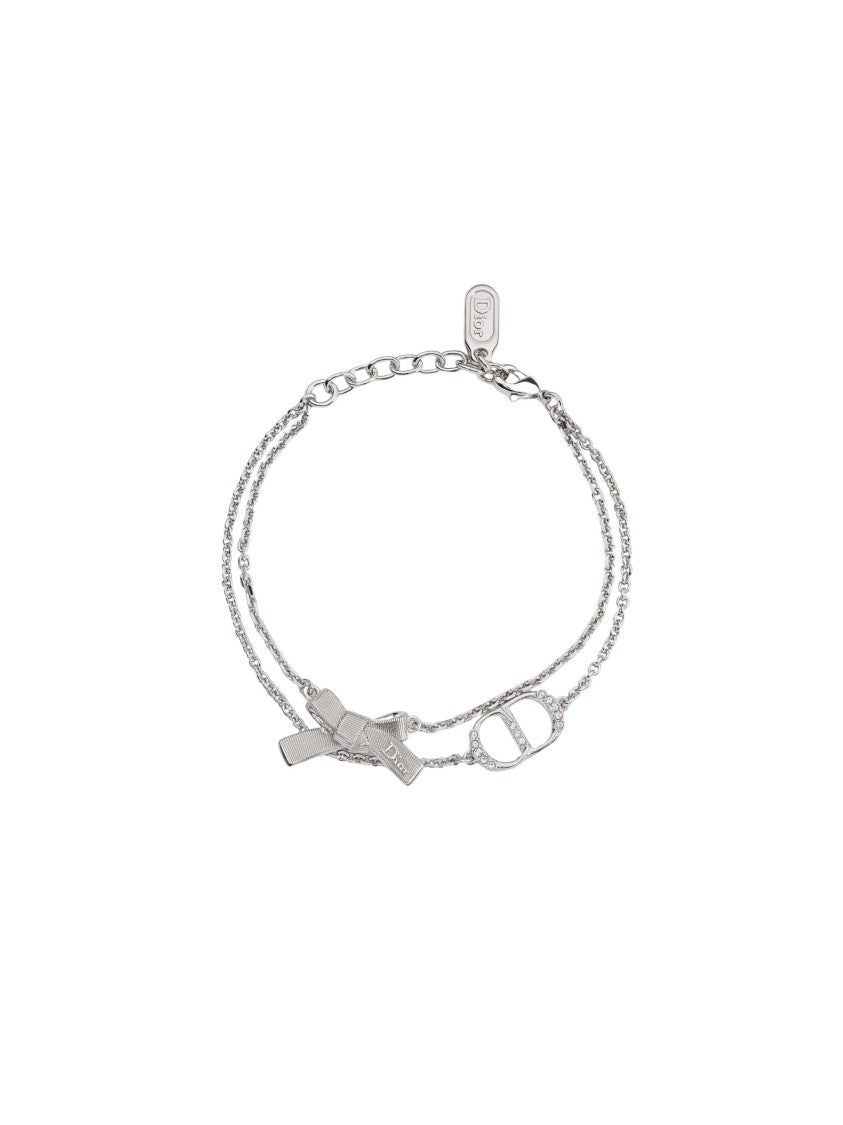 Christian Dior Double-Chain Bow Crystal Charm Bracelet