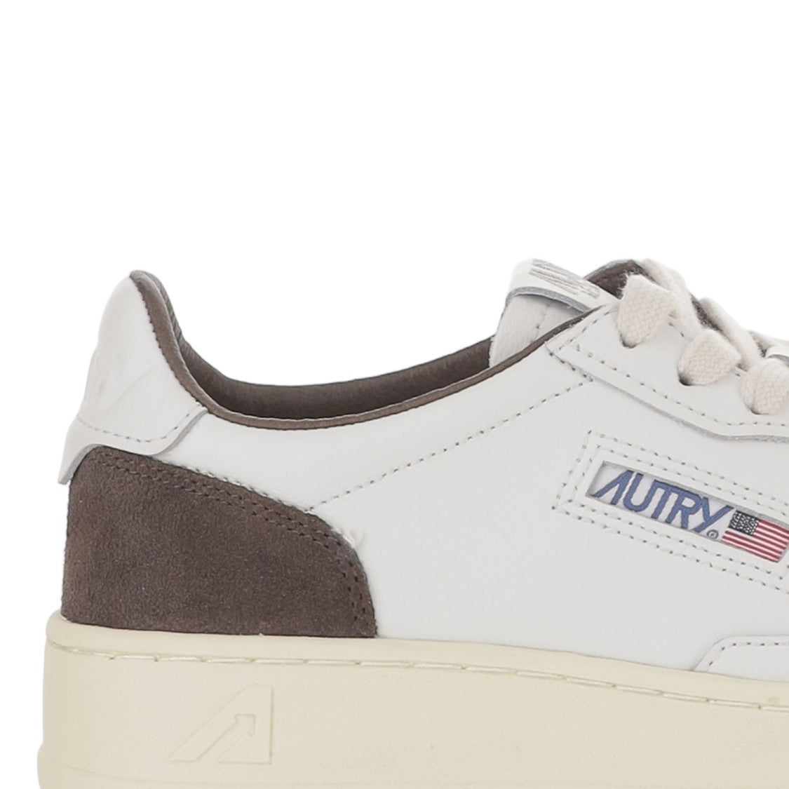 Autry Round Toe Leather Sneakers With Suede Inserts And Logo Details