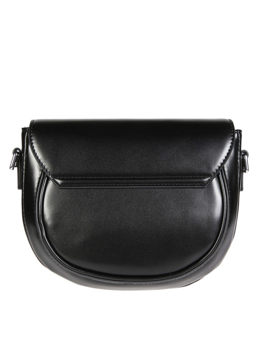 Marni Rounded Black Shoulder Bag With Flap Closure