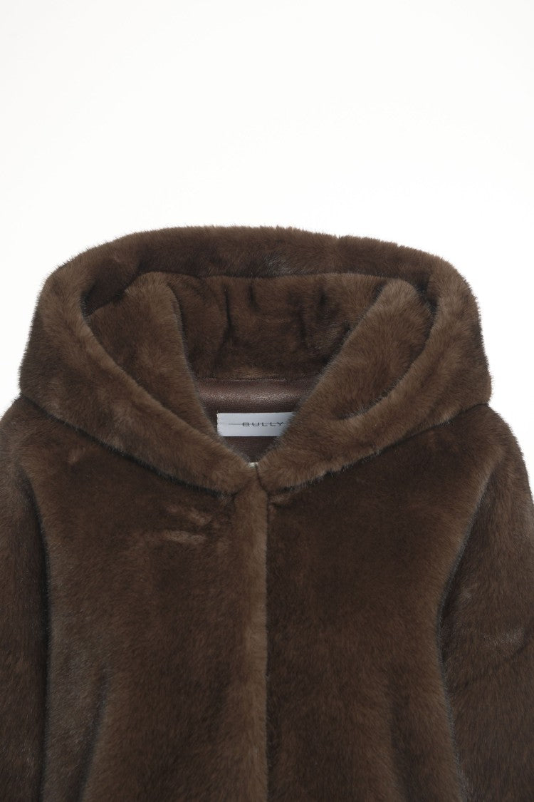 Bully Short Faux Fur Coat With Integrated Hood