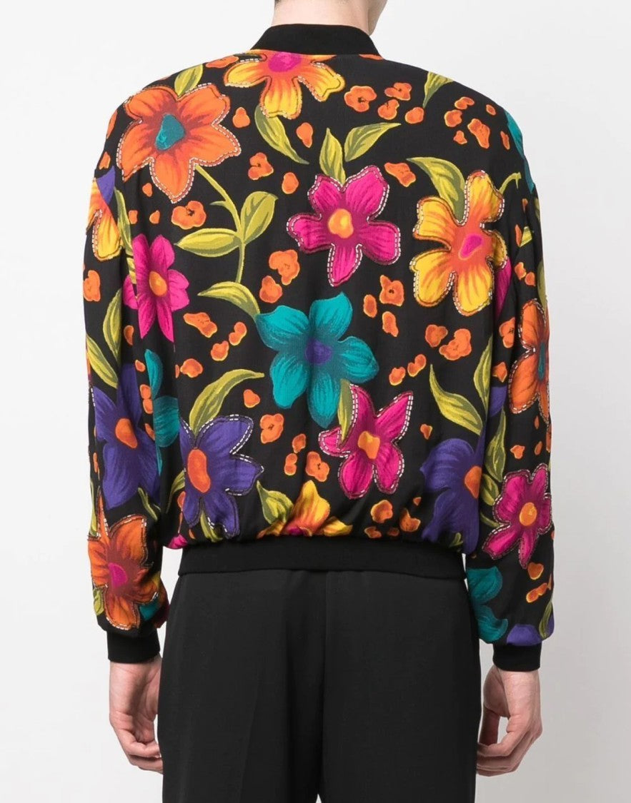 Saint Laurent Teddy Fleurs Crepe Jacket