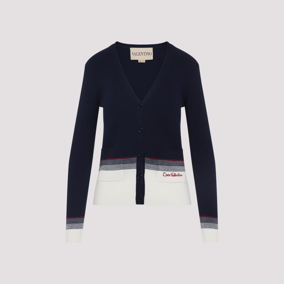 Valentino Navy-Blue Virgin Wool Cardigan