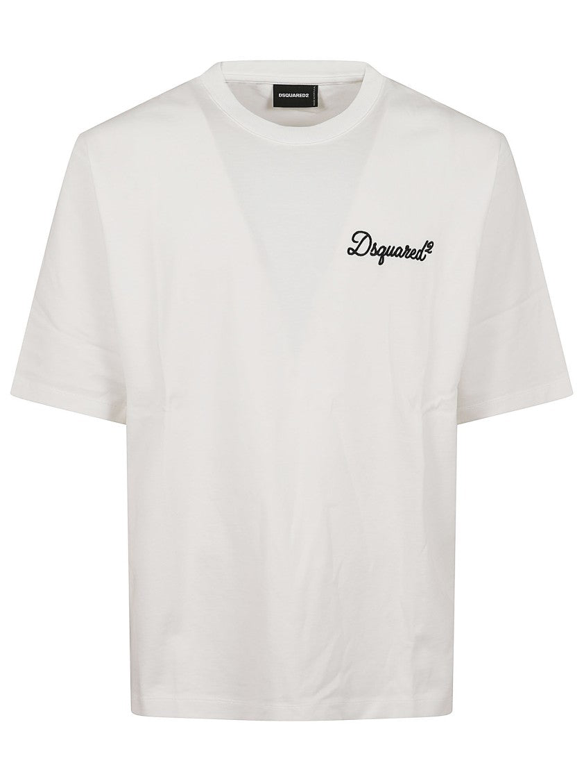 Dsquared2 White Loose Cotton Printed T-Shirt