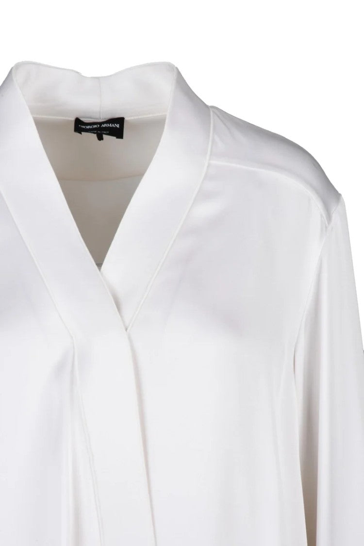 Giorgio Armani Silk Satin Shirt - White