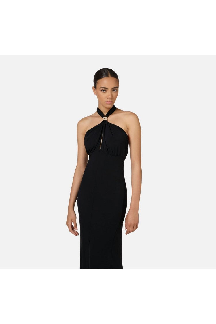 Elisabetta Franchi Black Viscose Maxi Dress