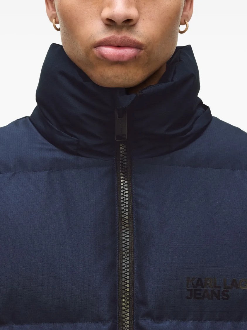 Karl Lagerfeld Black Structured Ribbed Details Jacket