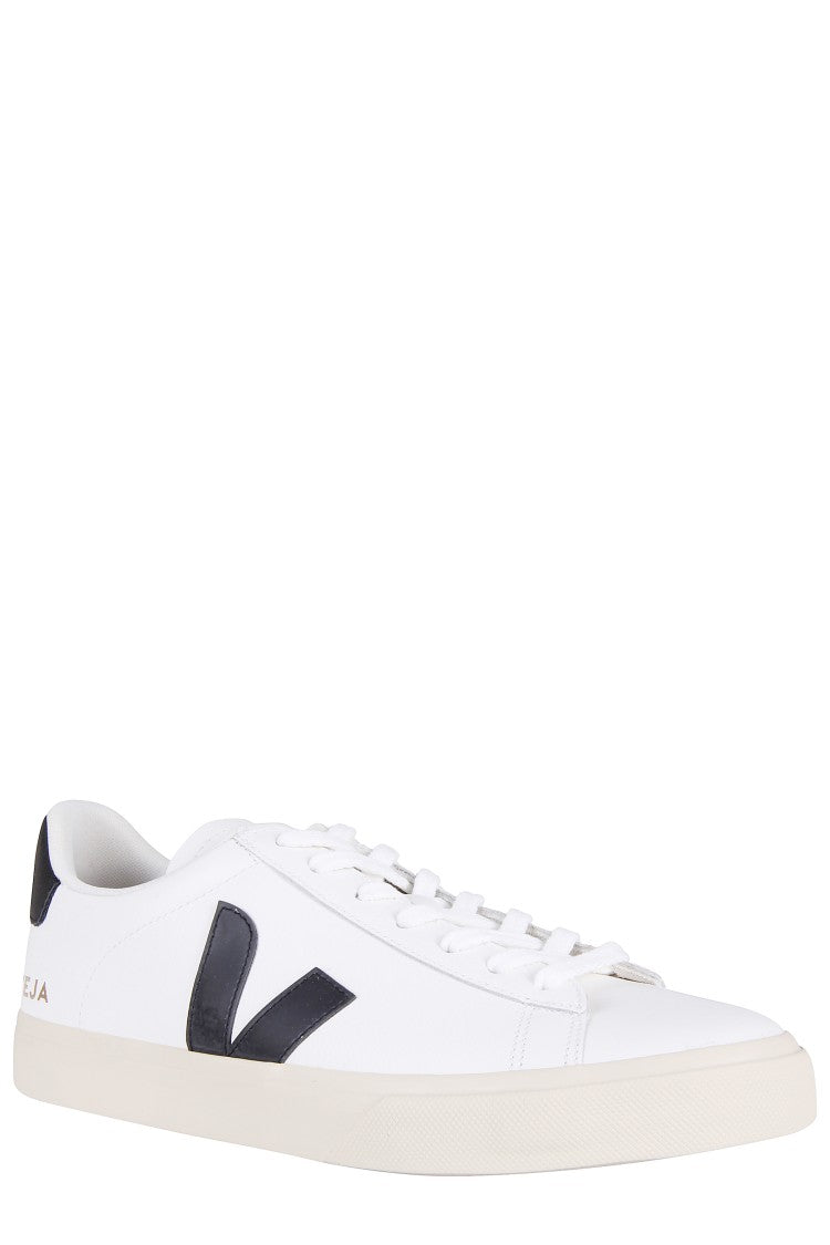 Veja White Campo Leather Inserts Leather Sneakers